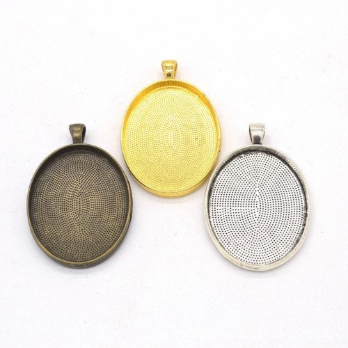 10pcs 40 x 30mm Antique Bronze Cabochon Pendant Base, Oval pendant setting (3020001)