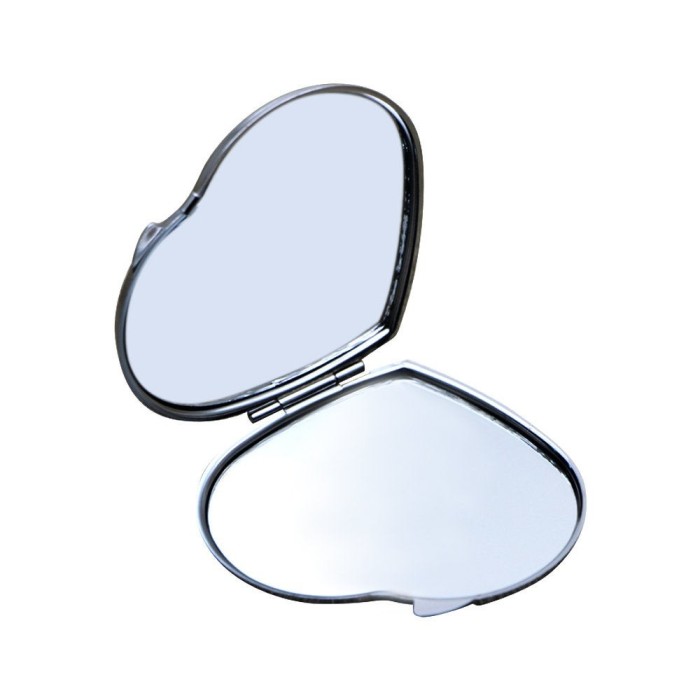 10 Kits Heart Pocket Mirror Silver Compact Mirror +Resin Epoxy Sticker DIY set