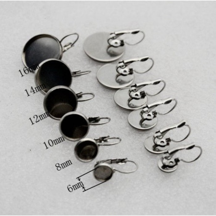 50pcs 316L Stainless Steel Black Vacuum Plated bezel Earring Blanks /earring base, earring base settings, durable color retention