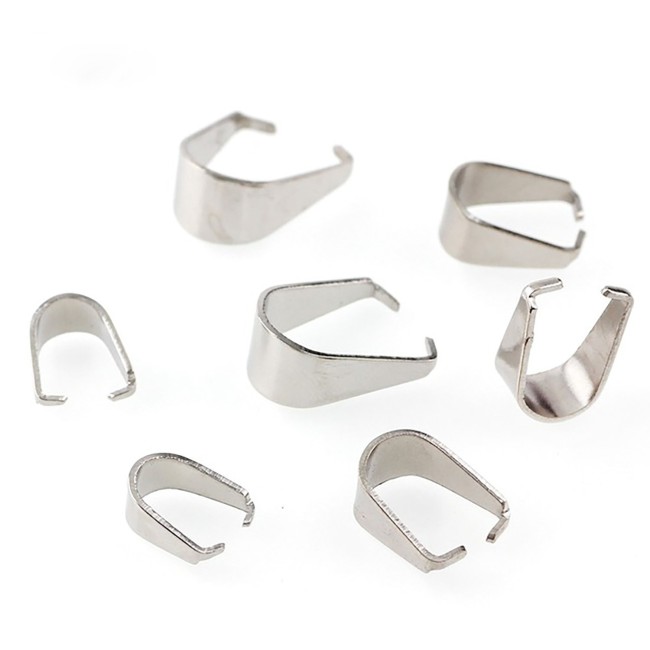 stainless steel Pendant Pinch Bail Clasps Silver Tone For DIY Jewelry Findings Accessories