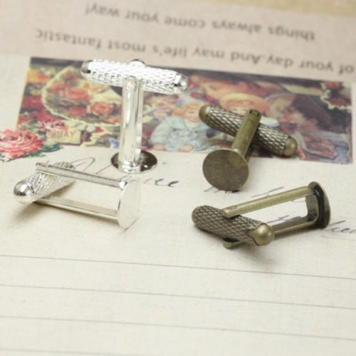 50pcs 8mm Flat pad French cufflinks blank, cufflink base, Brass Cufflinks Bezel Setting with Texture(3010362)