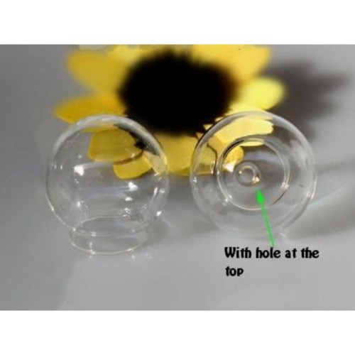 10pcs 20mm 25mm 30mm Clear Glass Cover with hole at the top, Glass bubble, Hollow Glass, necklace pendant,charming 601001