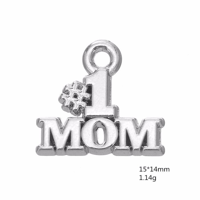 20pcs Antique Tibetan Silver Tone, No.1 MOM Mother's day Charms Pendants Findings