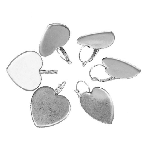 25mm Heart Drop Earring Settings, Stainless Steel bezel Earring Blanks /earring base, earring base settings