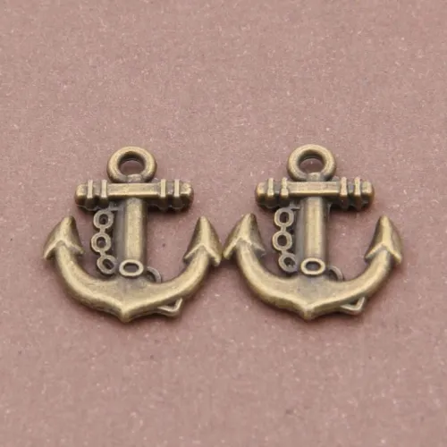 ON SALE - 50pcs Antique Bronze Anchor Charms (#3010377)