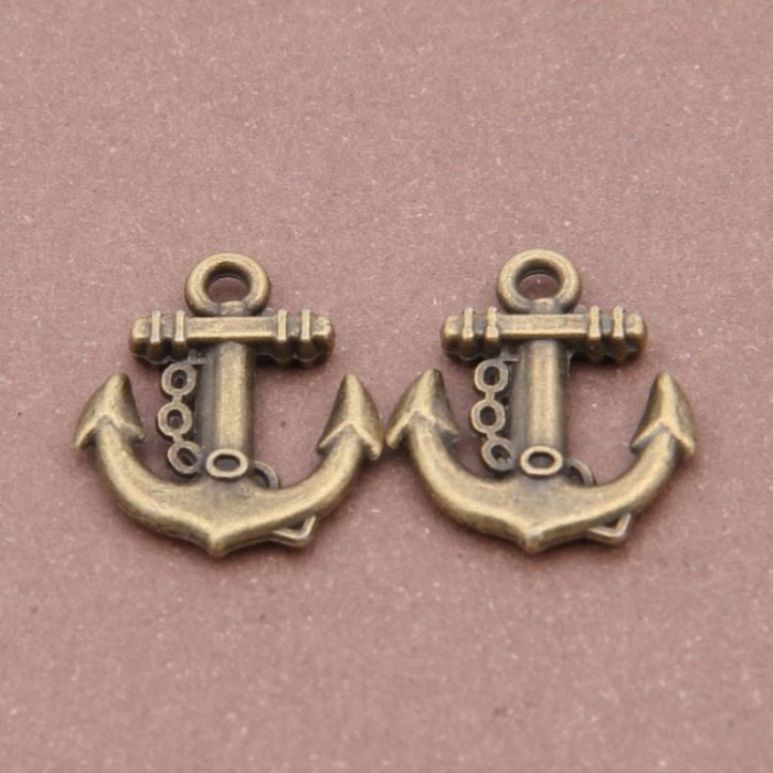 ON SALE - 50pcs Antique Bronze Anchor Charms (#3010377)