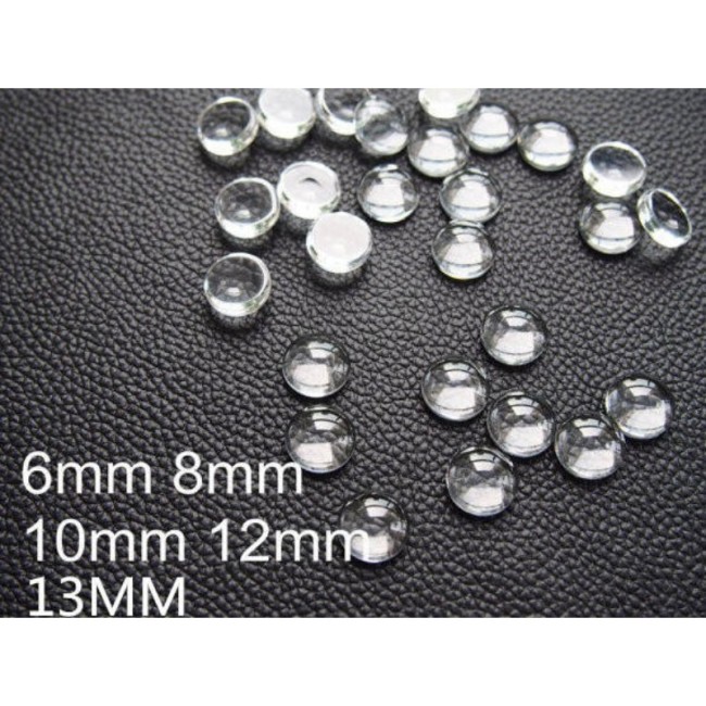 50pcs 6mm 8mm 10mm 12mm 13mm Round Crystal Clear Glass Cabochon Tiles for base Pendants, Glass Dome (3010369)