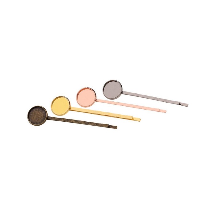 50PCS 10mm 12mm 14mm Bobby Pins Hair Clips with bezel tray, fits 10mm 12mm 14mm round cabochons in bezel tray