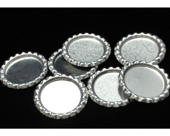 100 Zipper Pulls bottle cap kit- Flattened Flat Silver Linerless Bottle Caps- Clear Round Epoxy Stickers- Flat bottlecap DIY Zipper pulls