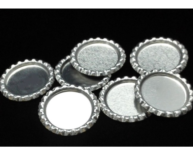 500pcs Flattened Flat Silver Linerless Bottle Caps, with hole or no hole, Flattened Chrome Bottle caps Bottle Cap,