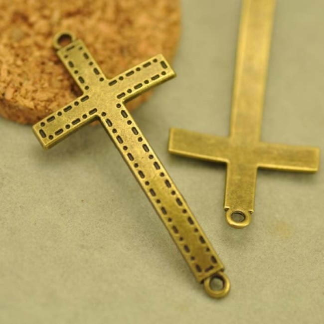 5pcs Antique Bronze Cross Connector Charm Pendants Findings Rounded Design (#3010021)