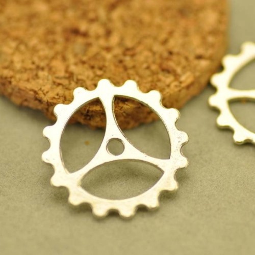 20pcs Antique Silver Gear Wheel Charm Pendants Findings (#3010007)