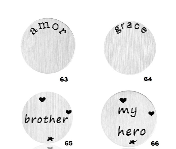 Stainless steel Floating Locket Plate, memory plate plate,4 designs, Floating charms, Dia 22mm Fit for 30mm floating locket