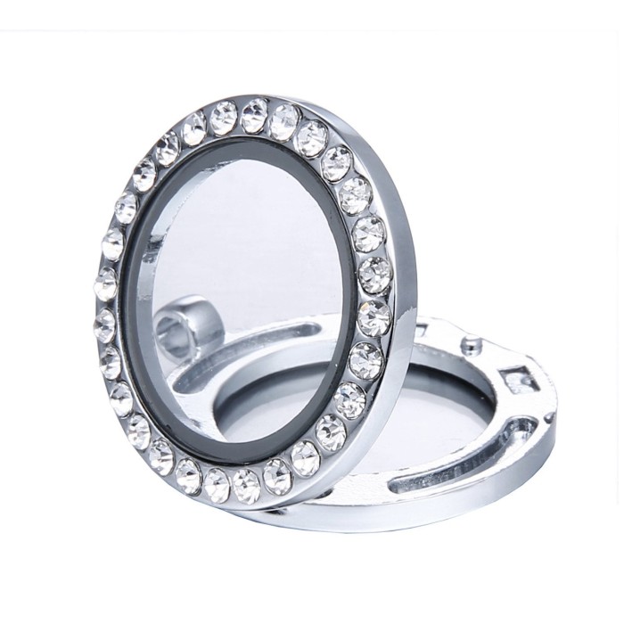 Fashion Round Crystal Pendant Silver Rhinestone Floating locket Memory Living glass Locket Necklace pendant for women