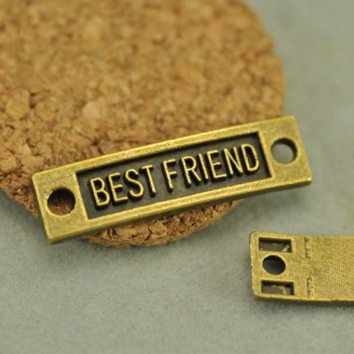 10pcs Antique Bronze "Best Friend" Link connector Letter plate(#3010102)
