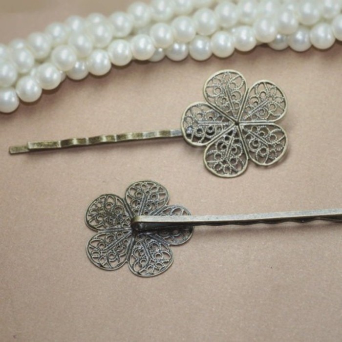10PCS Blank Flower Hair Pins, brass Hair Clip, Blank Hair Clip Barrette, Hair pin Blank with 25mm Flower Pad