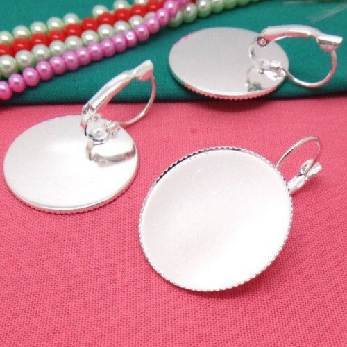 20pcs 25mm Silver bezel Earring Blanks /earring base, earring base settings (3010388)