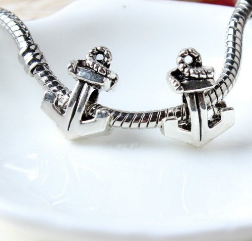 10pcs European beads, Sailor Anchor Bead Charms, fits most European charm bracelets bead charm bracelet