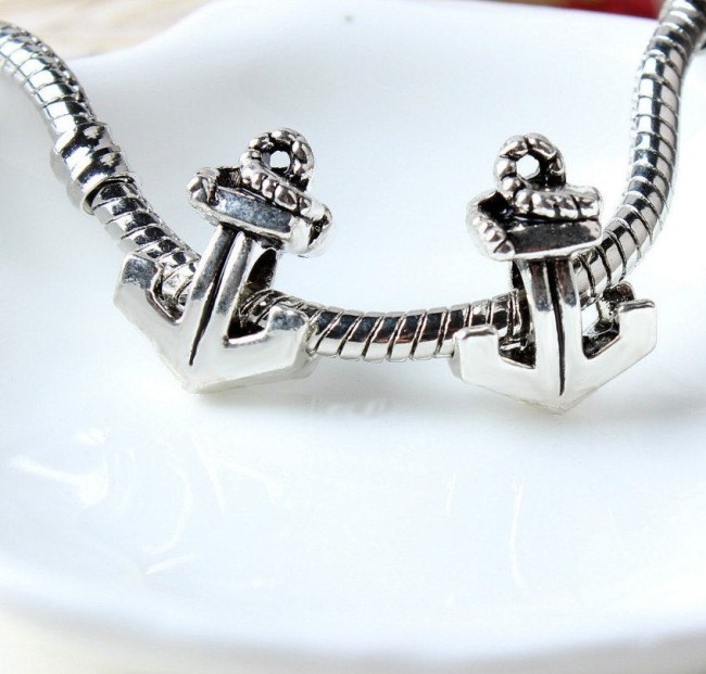 10pcs European beads, Sailor Anchor Bead Charms, fits most European charm bracelets bead charm bracelet