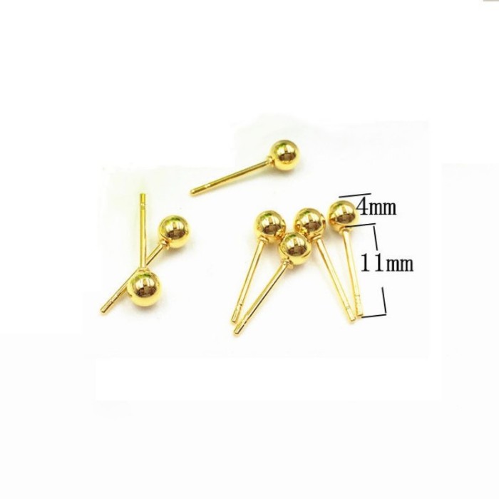 wholesale 50pcs 316L Stainless Steel 18K Gold Plated Blank Stud Earring Base 4/5/6/8mm Cabochon Cameo Setting Diy Jewelry