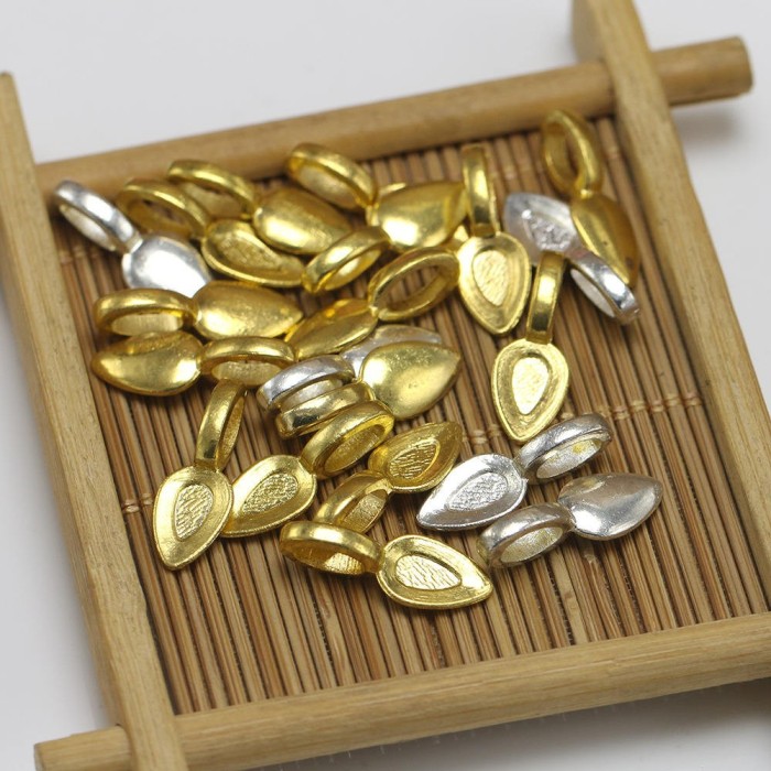 WHOLESALE Bails-100/200/500pcs Small Glue On Jewellery Bails Silver Plated Stick On Pendant Pad Settings, Jewellery Making Bails Findings