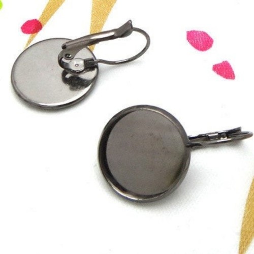 20pcs 12mm 14mm Gun Black bezel Earring Blanks /earring base, earring base settings (3010391)
