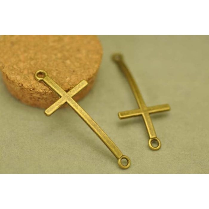 10pcs Antique Bronze Cross Connector Charm Pendants Findings Rounded Design (#3010024)