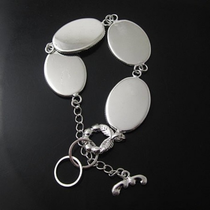 5pcs Bracelet Blanks, 18 x 25mm oval bezel Silver bracelet blanks