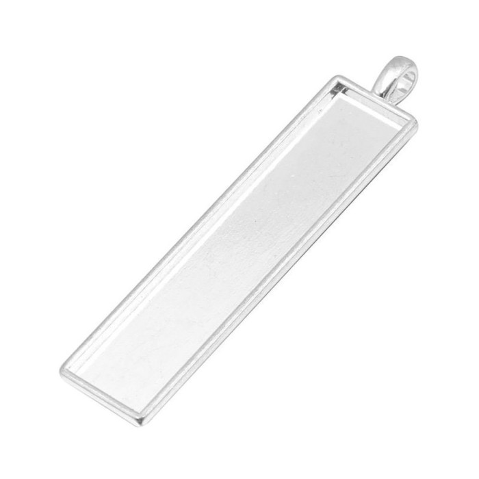 discounts for a limit time- 20pcs Rectangle Pendant Trays - Silver Color -58.9x12.5 mm- Pendant Blanks Cameo Bezel Settings Photo Jewelry