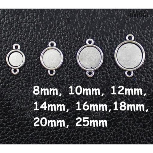 50pcs Antique Silver Cabochon Pendant Base, round pendant setting connector