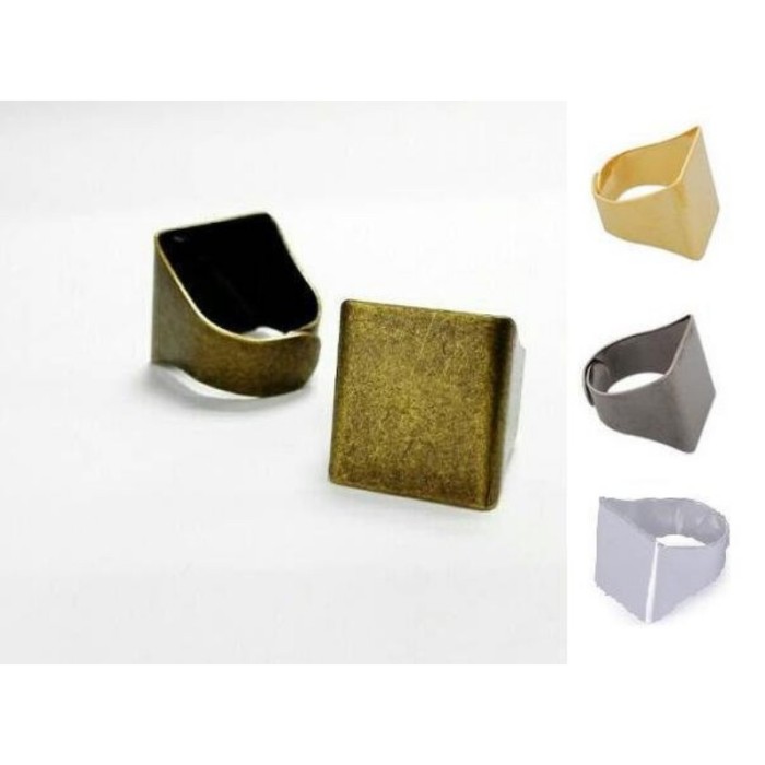 20pcs Antique Bronze Adjustable ring blank, Square Ring blanks, Brass Ring Settings, Large Ring Blank, 20 x 18mm