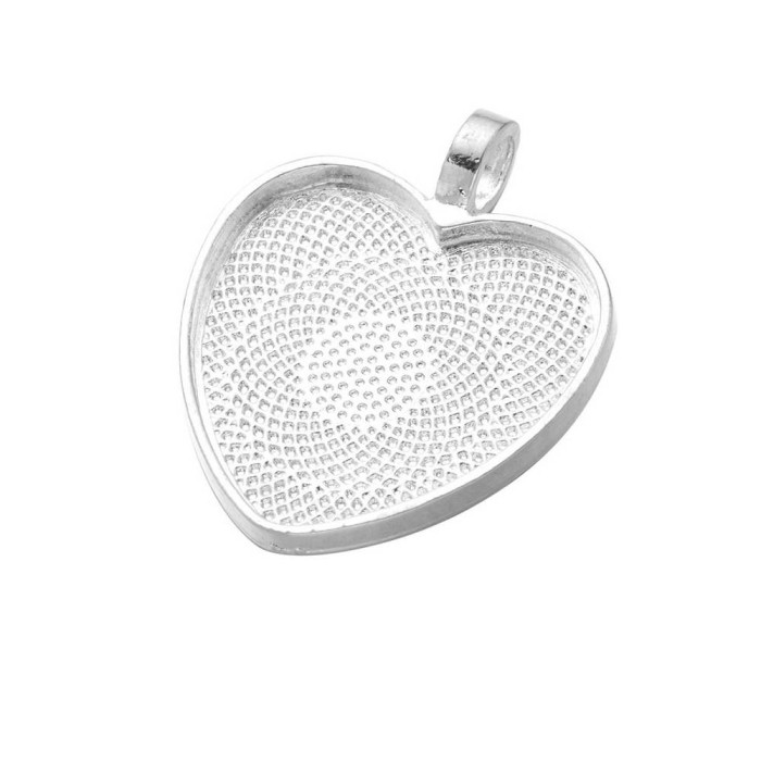 23 x 25mm Antique Bronze Cabochon Pendant Base, Heart pendant setting (3010316)