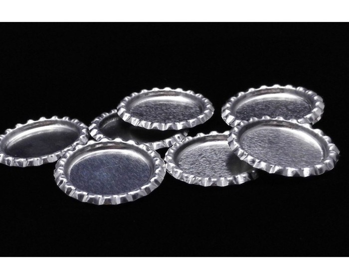 500pcs Flattened Flat Silver Linerless Bottle Caps, with hole or no hole, Flattened Chrome Bottle caps Bottle Cap,