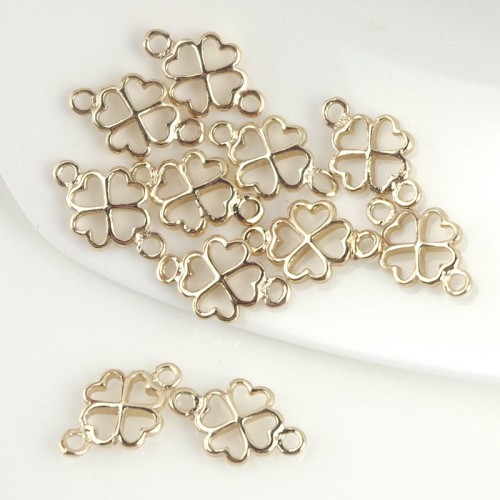 6pcs 18K Gold PlatedBrass Tiny Flower Charm Pendant Double hole connector Spacer for bracelet necklace earrings(#10001115)