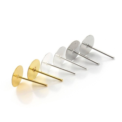 10pcs(5 pair)-925 sterling silver earring studs-3mm,6mm,8mm flat pad- 11mm long