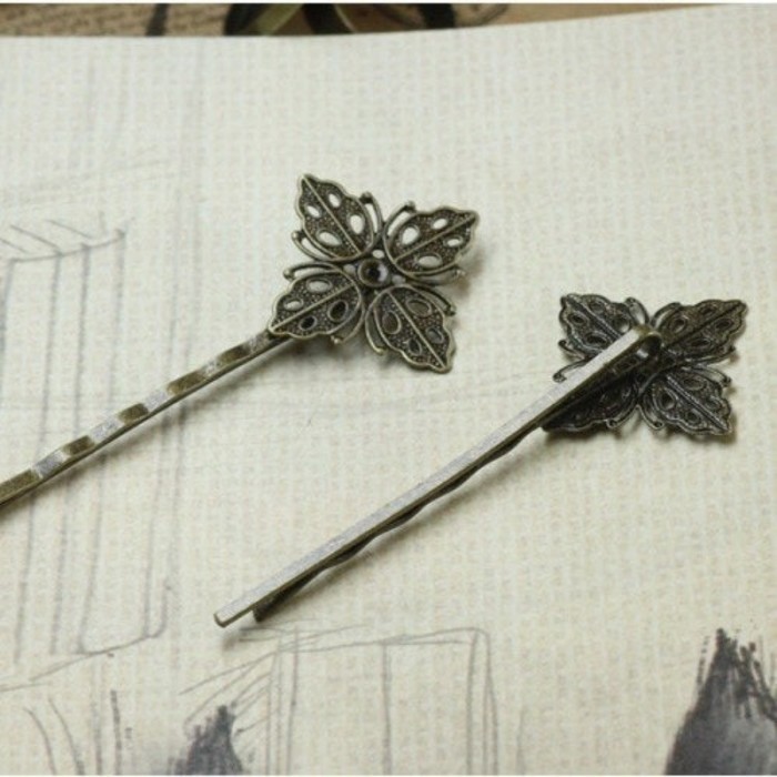 10PCS Blank Flower Hair Pins, brass Hair Clip, Blank Hair Clip Barrette, Hair pin Blank with 20mm Flower Pad