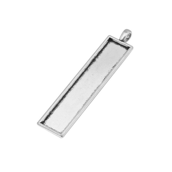 discounts for a limit time- 20pcs Rectangle Pendant Trays - Silver Color -58.9x12.5 mm- Pendant Blanks Cameo Bezel Settings Photo Jewelry