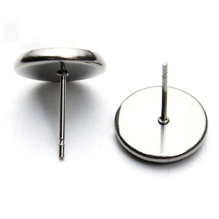50pcs 6mm 8mm 10mm 12mm 14mm 16mm 18mm 316L Stainless Steel Round bezel Earring Blanks /earring base, earring base settings with backs