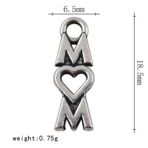 20pcs Antique Tibetan Silver Tone, Mom Mother's day Charms Pendants Findings