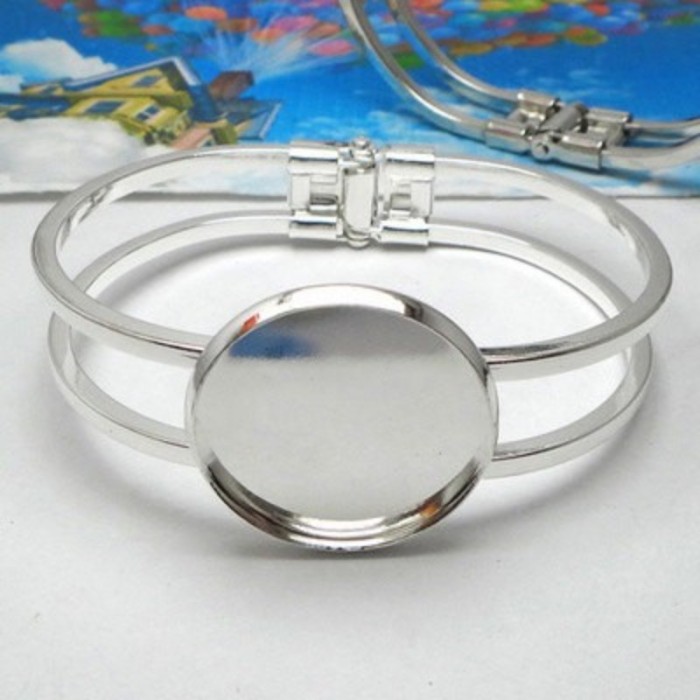 10pcs 25mm Silver round setting Blank Bracelet Cuff, bracelet blanks, Bezel Bracelet Blank, Bracelet Tray, Bezel Cuff