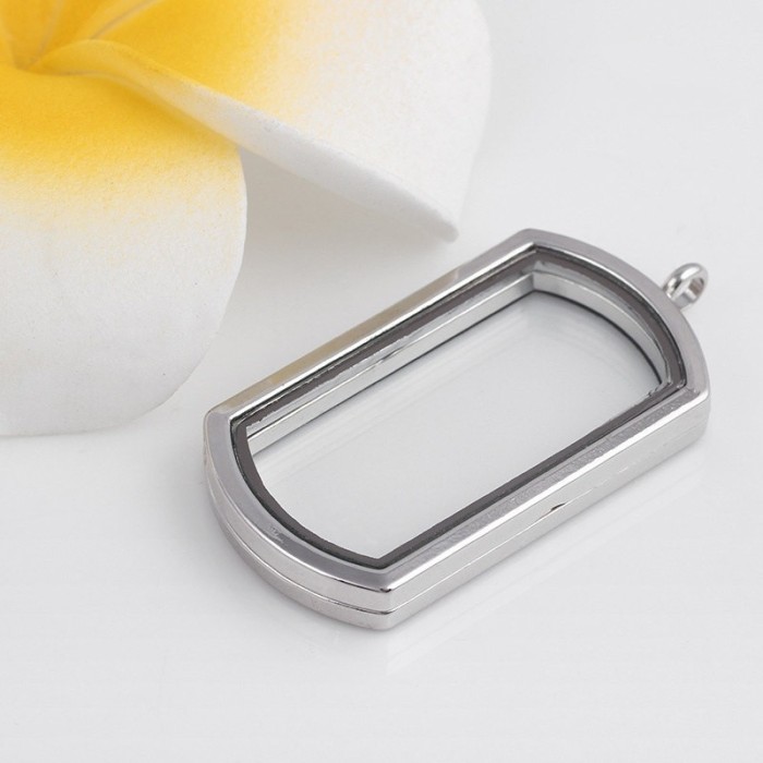 Rectangle Floating Locket, glass locket pendant, Floating glass Lockets, Rectangle Memory locket, Wholesale floating lockets