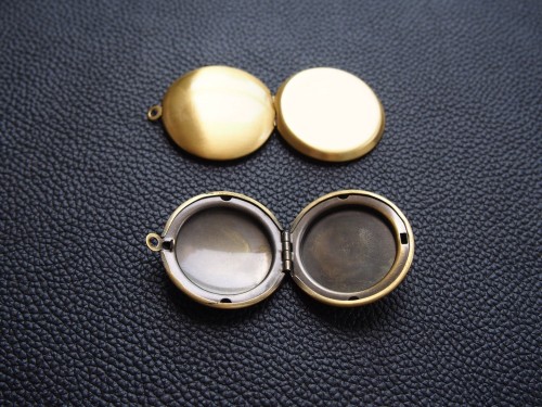 5PCS Round Antique bronze blank photo locket, Photo Locket Pendant (#5010003)