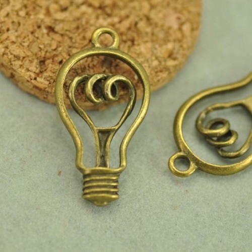 5pcs Antique Bronze Light Bulb Charms Pendants Findings (#3010070)