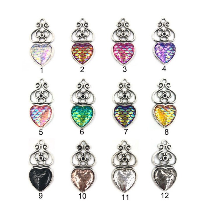 wholesale.12mm Mermaid silver charms, Mermaid scale, Holographic pendants, silver mermaid, dragon skin pendant, snake skin charm