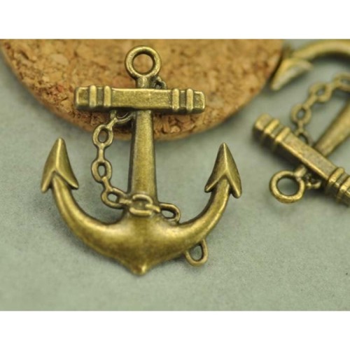5pcs Big Antique Bronze Anchor Charms (#3010292)