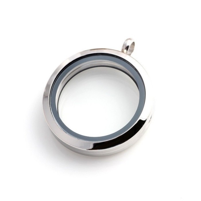 30mm Round Stainless Steel Floating charm Locket, Memory Glass Locket, Necklace Pendant, Wholesale floating lockets FL001