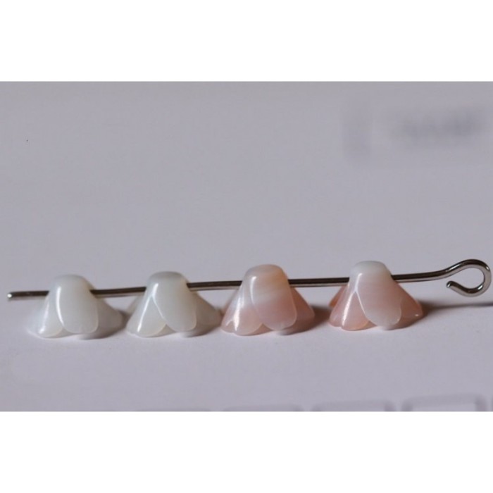 White or Pink natural mother of pearl Flower shell beads, Flower shaped shell beads, MOP charm, Natural shell charm, side drilled hole