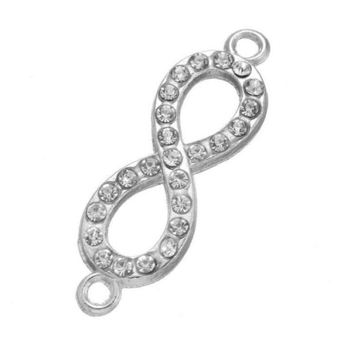 5pcs Antique Gold Love infinity symbol with rhinestone Charms Pendants Findings (#3010041)