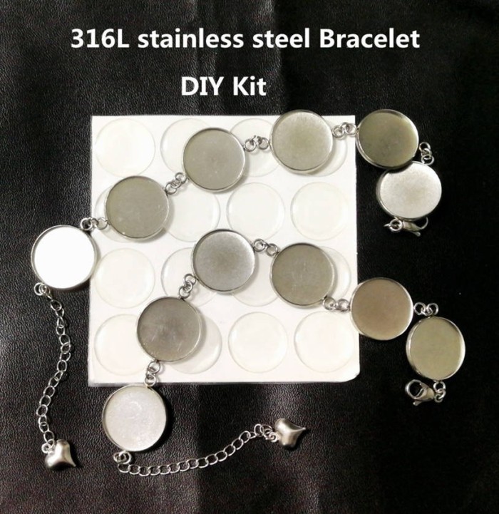 bracelet kits-316 stainless steel Bangle Base Bracelet Blank with Epoxy Clear Stickers for paracord bracelets