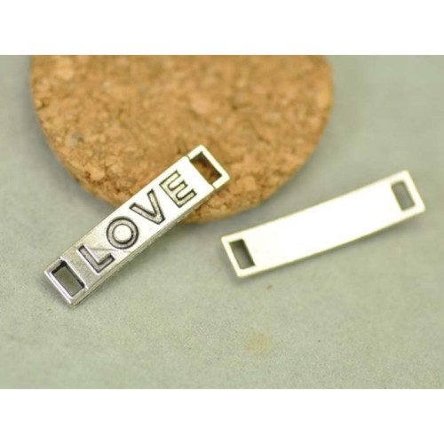 10pcs Antique silver Love Link connector Letter plate(#3010139)